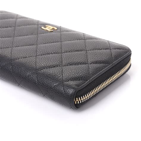 chanel purse caviar skin matelasse zip around wallet black|CHANEL Pre.